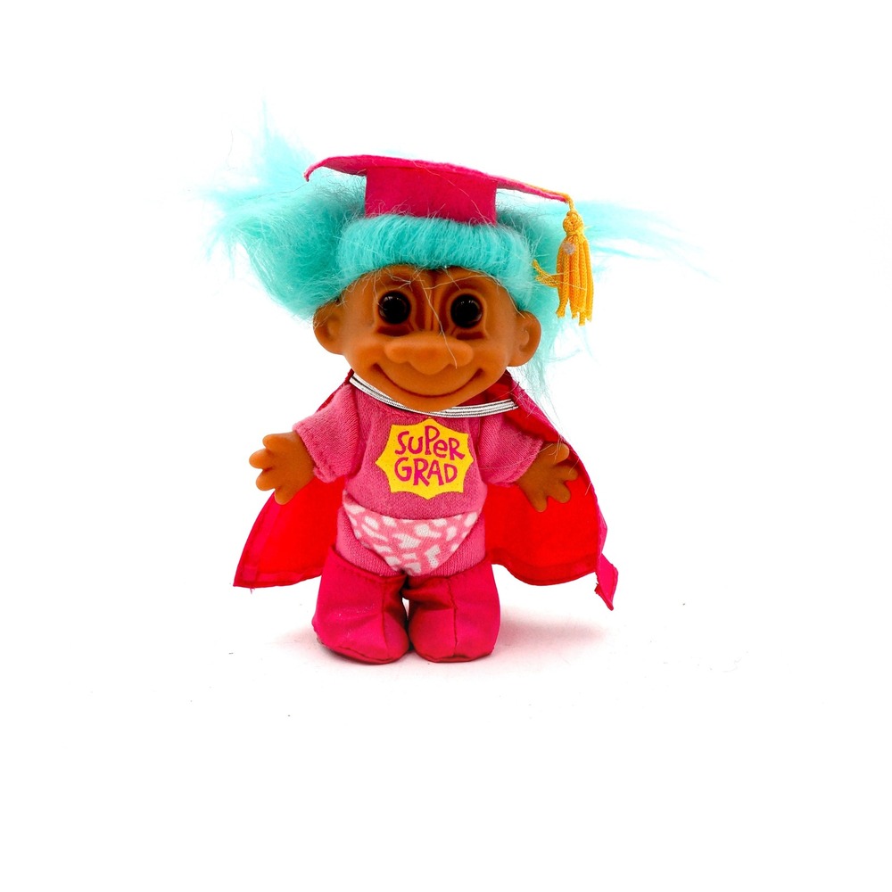 Vintage Russ Super Grad Troll Doll 90s Graduation w/ Turquoise Hair‎ Good Luck
